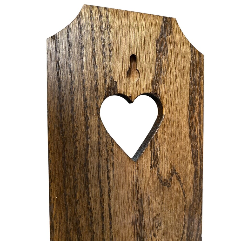 Vintage Wooden Heart Candle Holder Oak Wall Hanging Sconce - Picture 7 of 7